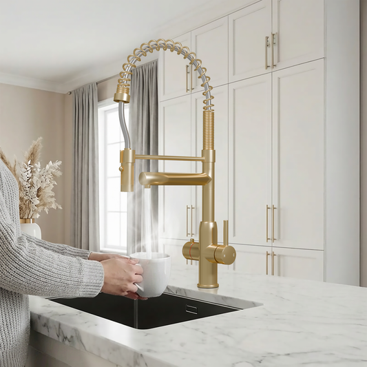 Hanström 3-in-1 Spring Pro Instant Boiling Water Tap – Brushed Brass