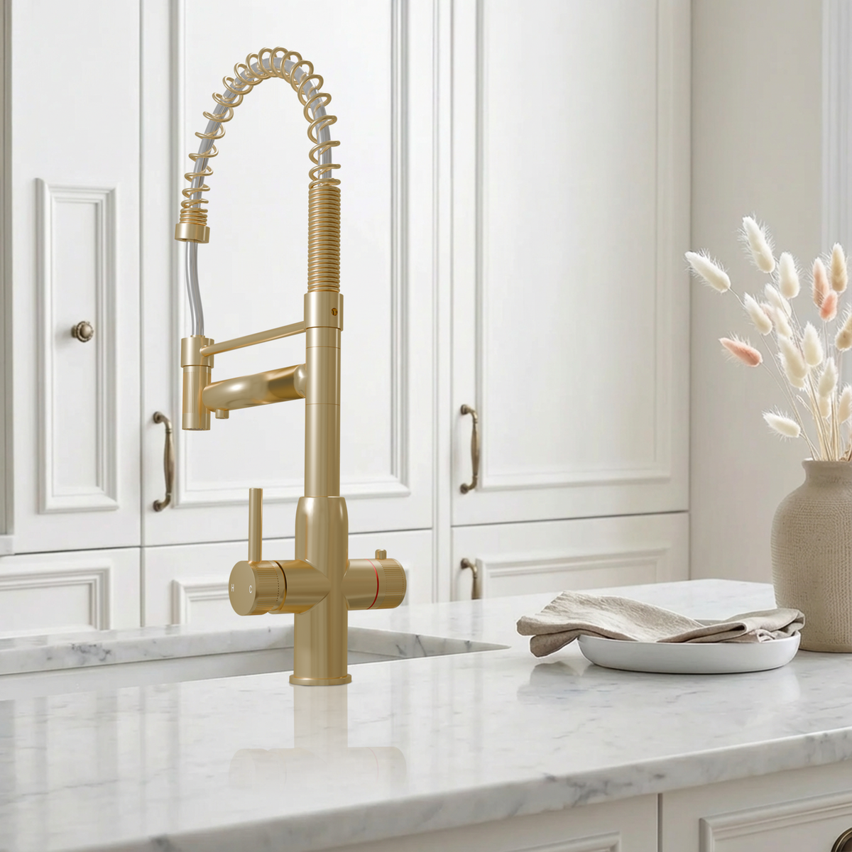 Hanström 3-in-1 Spring Pro Instant Boiling Water Tap – Brushed Brass