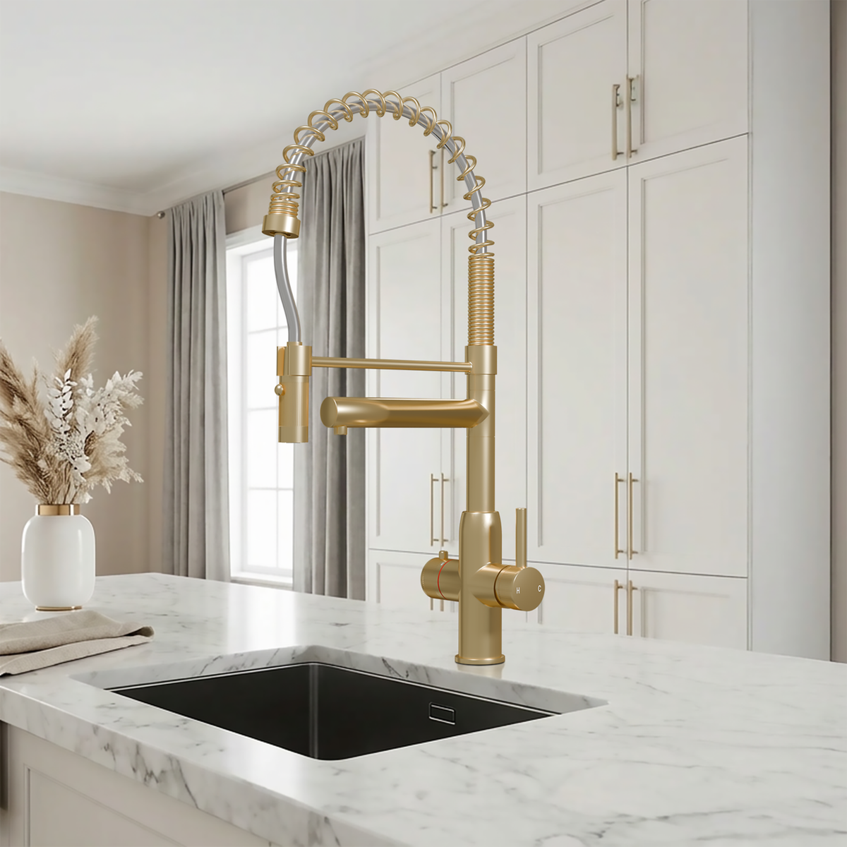 Hanström 3-in-1 Spring Pro Instant Boiling Water Tap – Brushed Brass