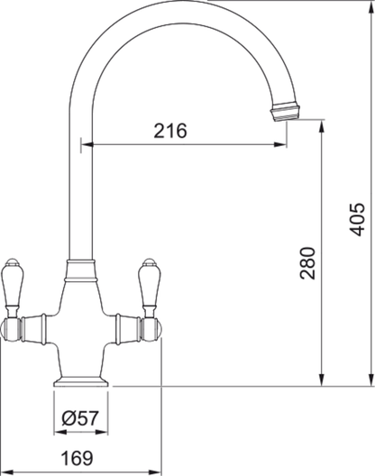 Franke Gloriana Classic Bridge Lever J-Spout Kitchen Tap