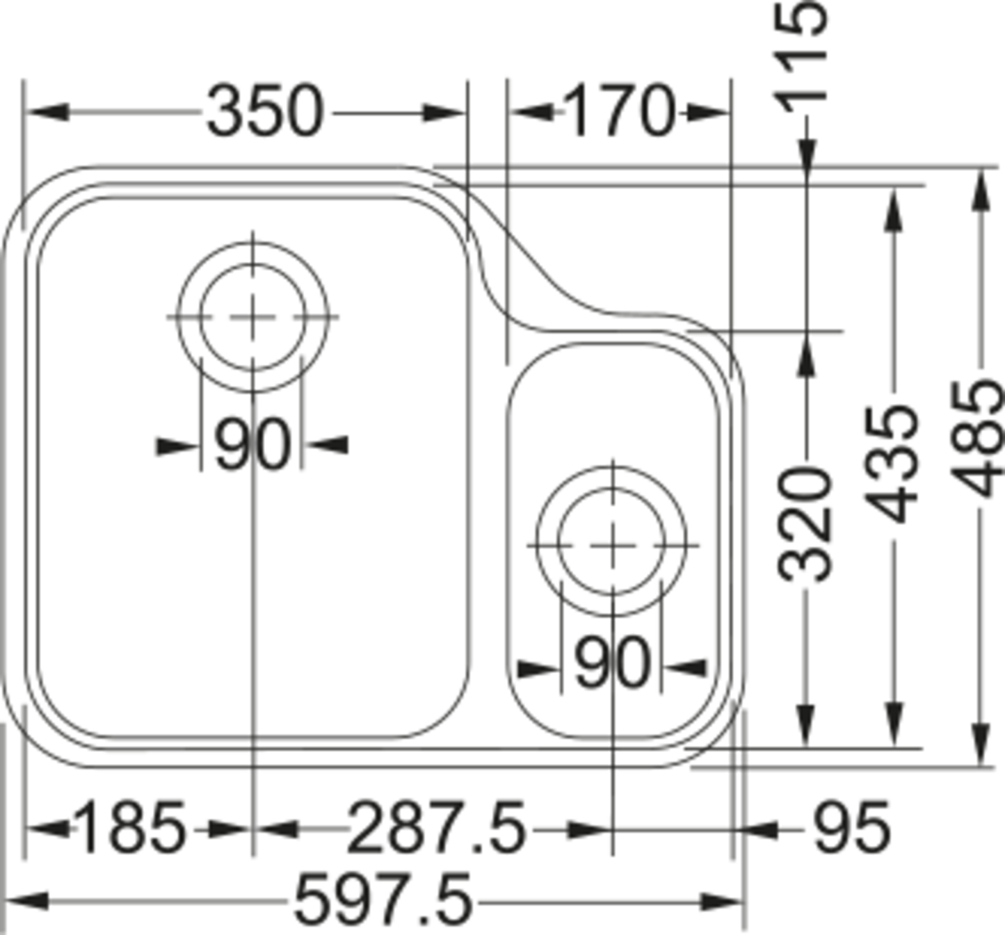 Franke Ariane Undermount 1.5B ARX 160-35-17 Steel Sink