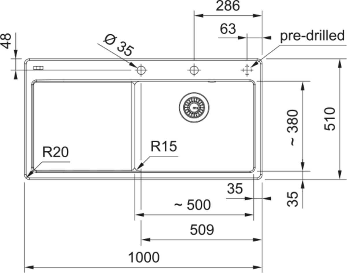 Franke Mythos MYK 611-100 LHD Inset Sink 124.0747.103 | The Tap Specialist