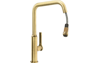 Abode Hex Single Lever Mixer Tap w/Pull Out - Antique Brass AT2090 - The Tap Specialist