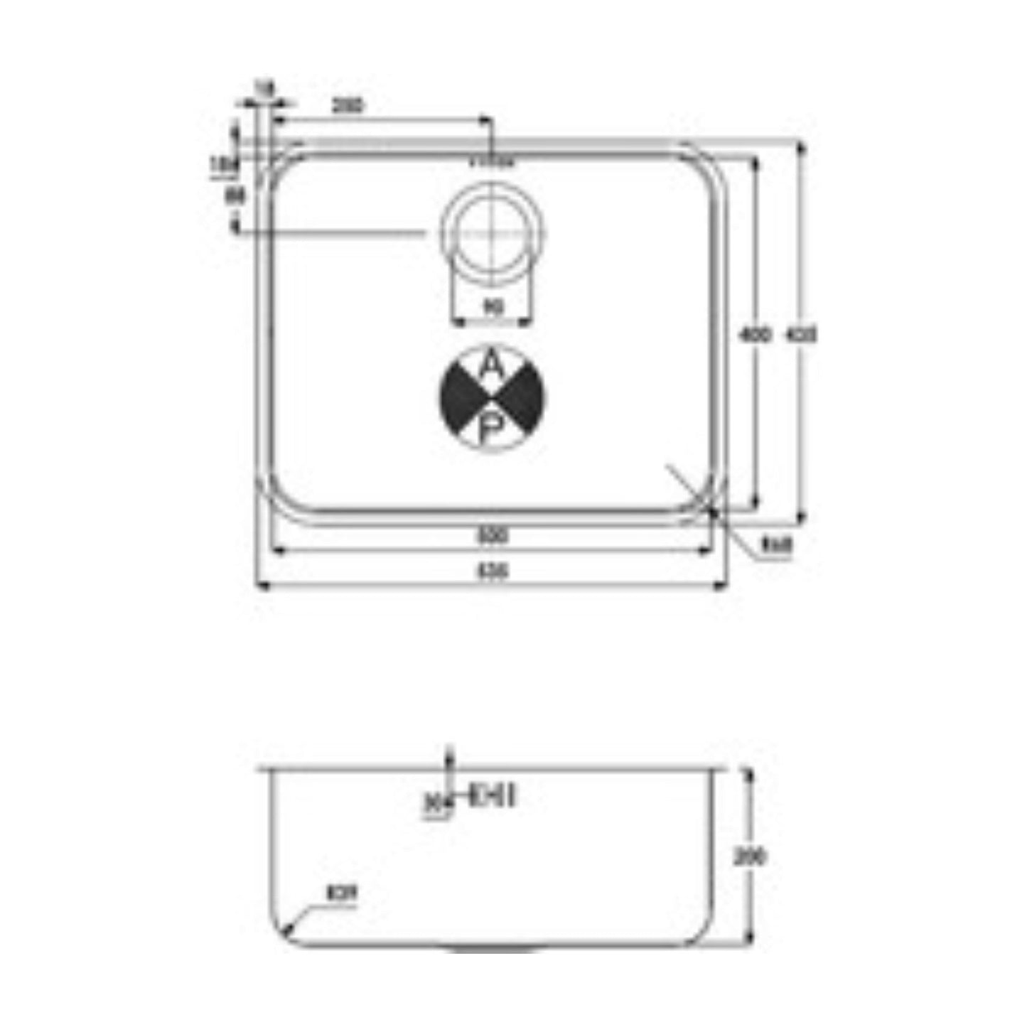 Abode Matrix R50 1B 500mm Undermount Sink - Stainless Steel - The Tap Specialist