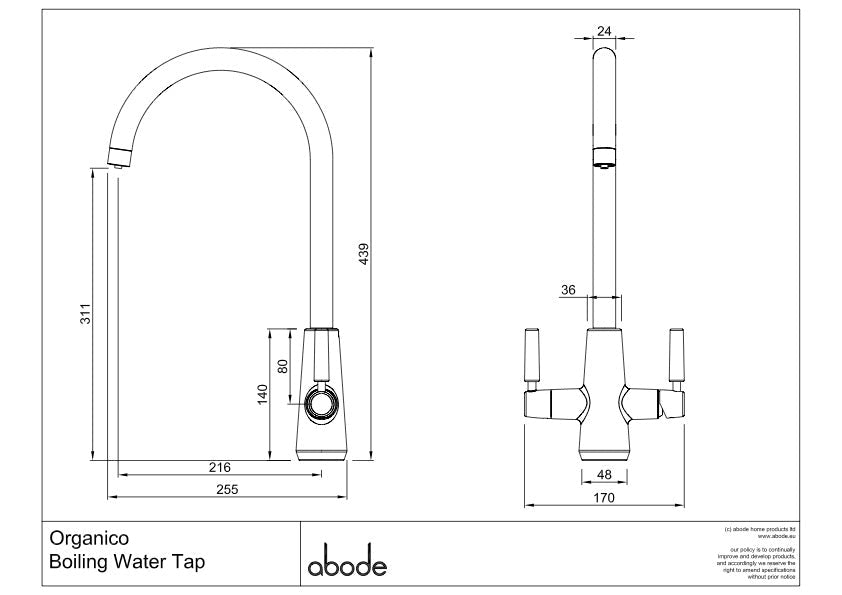 Abode Organico PVD Brass Boiling Water Tap - The Tap Specialist