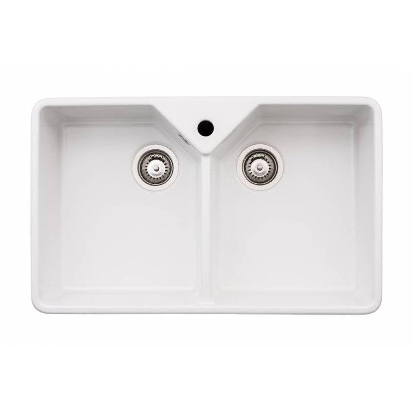 Abode Provincial Large Double Bowl Sink in White Ceramic AW1021 - The Tap Specialist