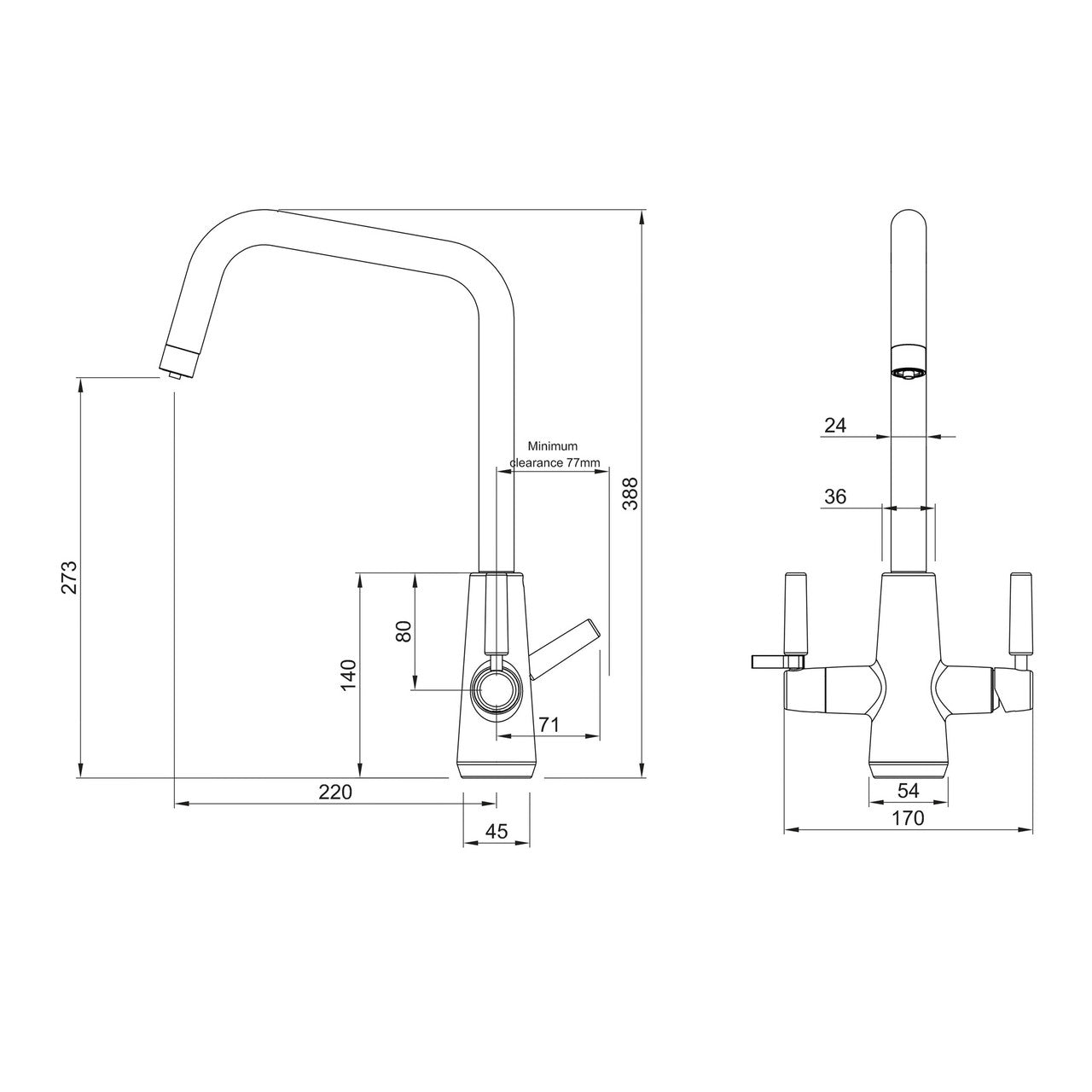 Abode Scandi - E 4 - in - 1 Pronteau Instant Boiling Water Tap - The Tap Specialist