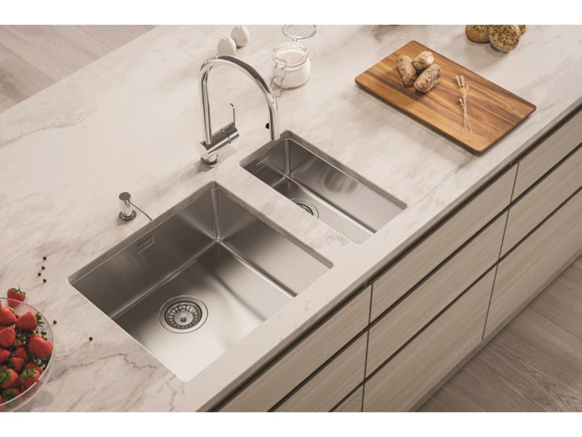 Alveus Kombino 10 Stainless Steel Sink 1100233N for 300mm cabinet, Single bowl - The Tap Specialist