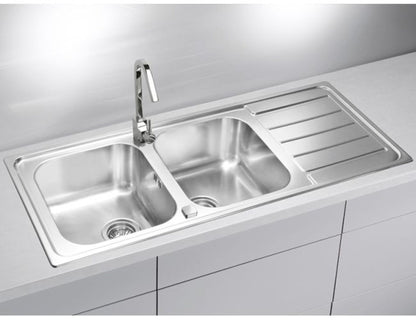 Alveus Line 100 Double Bowl Stainless Steel Sink 1149124N for 800mm Cabinet - The Tap Specialist