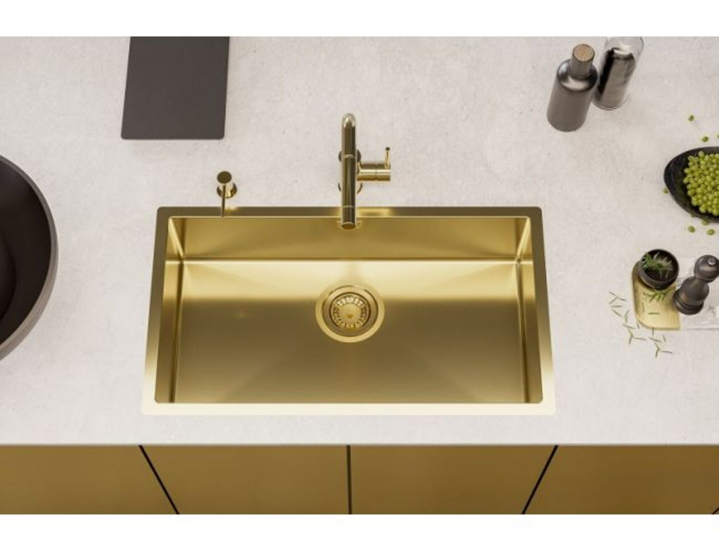 Alveus Monarch Quadrix 60 Single Bowl Gold Sink 1117478N for 800 - 900mm Cabinet - The Tap Specialist