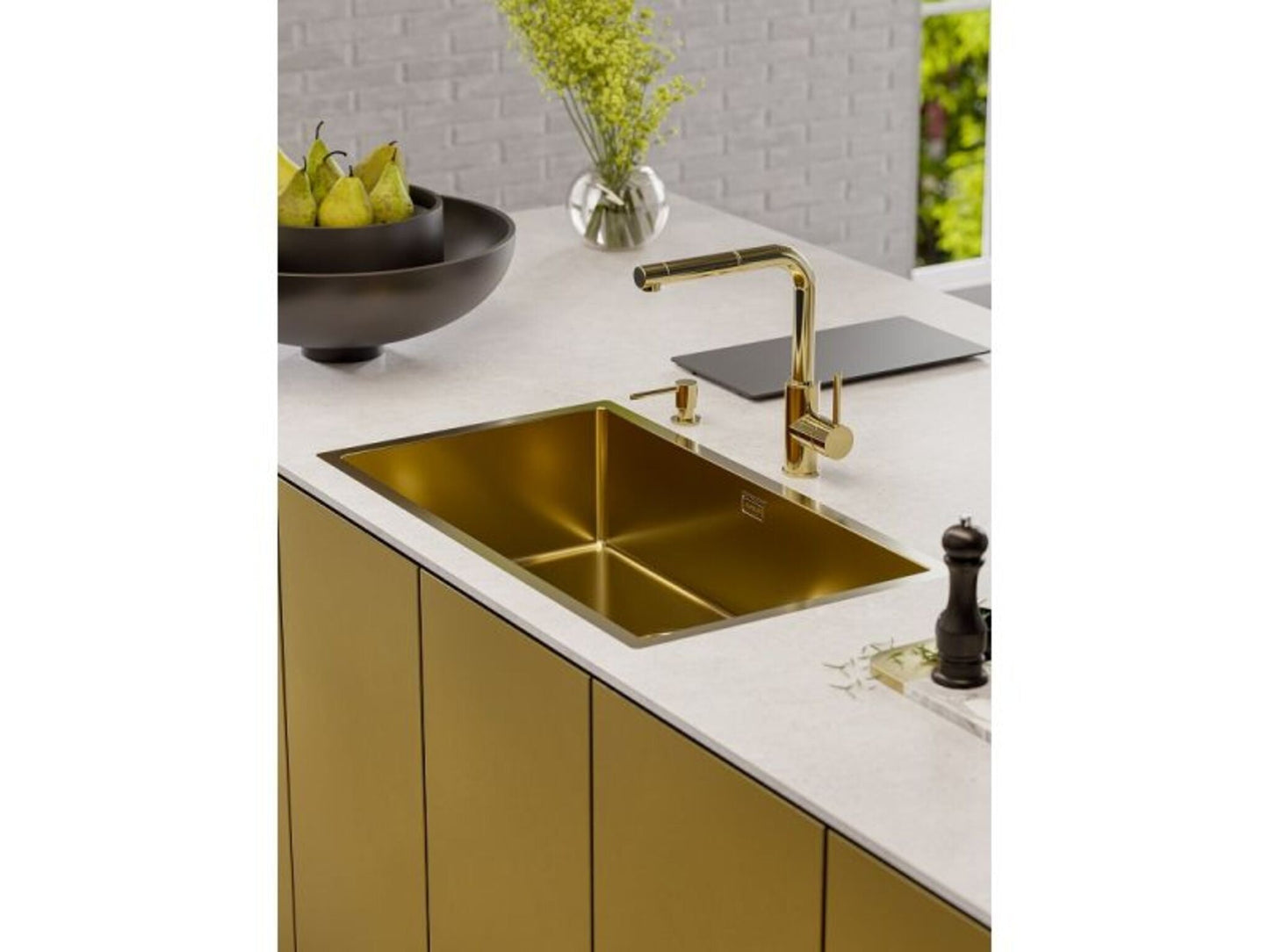 Alveus Monarch Quadrix 60 Single Bowl Gold Sink 1117478N for 800 - 900mm Cabinet - The Tap Specialist