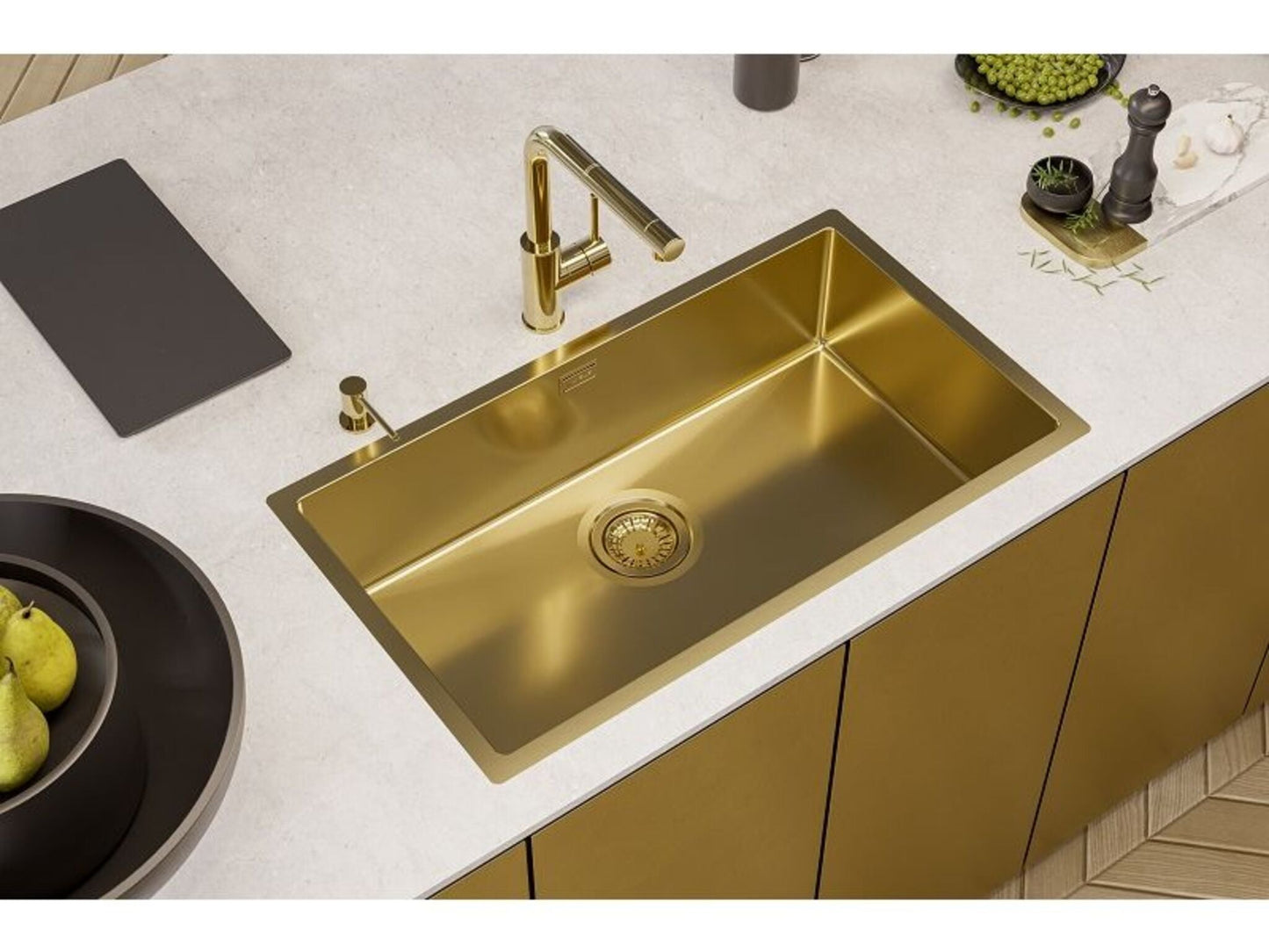 Alveus Monarch Quadrix 60 Single Bowl Gold Sink 1117478N for 800 - 900mm Cabinet - The Tap Specialist