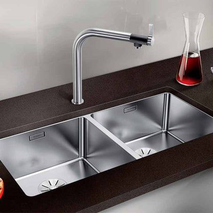 Blanco ANDANO 400/400 - U 2 Bowl Undermount Satin Polish Stainless Steel Kitchen Sink - 522987 - The Tap Specialist