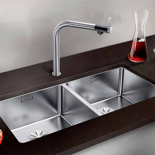 Blanco ANDANO 400/400 - U 2 Bowl Undermount Satin Polish Stainless Steel Kitchen Sink - 522987 - The Tap Specialist