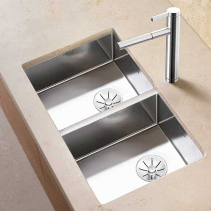 Blanco CLARON 400/400 - U 2 Bowl Undermount Satin Polish Steel Kitchen Sink - 521618 - The Tap Specialist