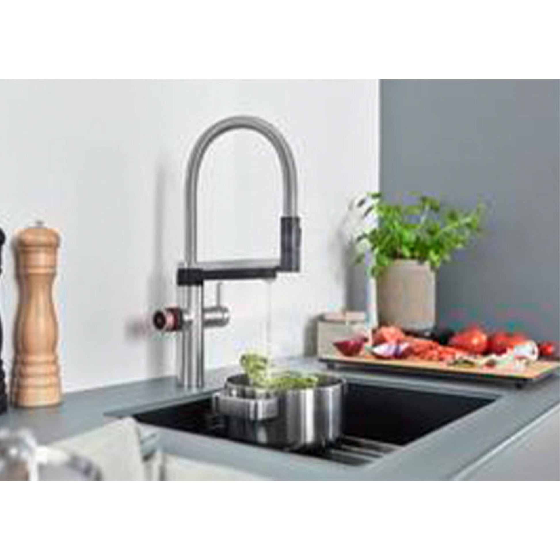 Blanco drink.hot EVOL - S Pro 4 - in - 1 Flexible Hose PVD Stainless Steel Kitchen Tap - 526313 - The Tap Specialist