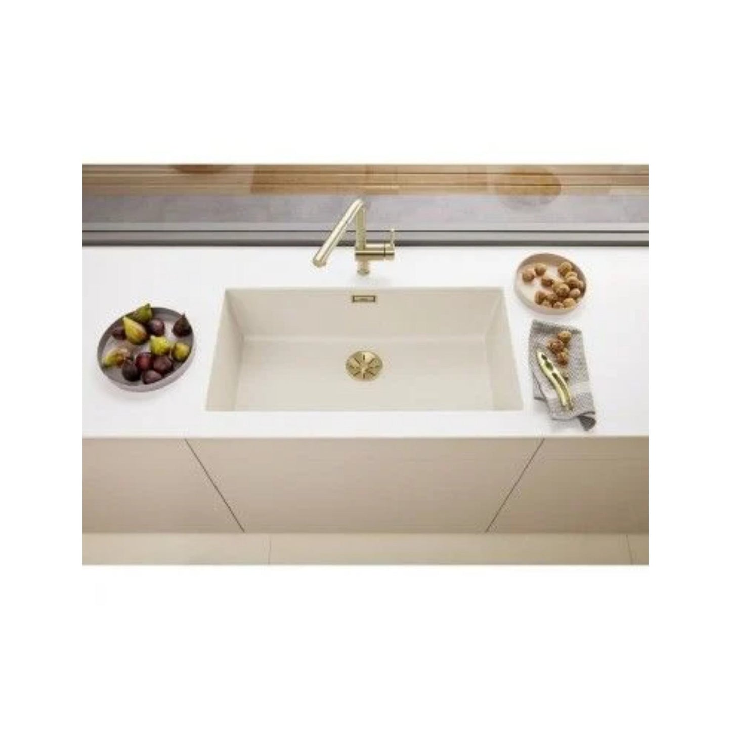 Blanco Infino Waste And Overflow Single Bowl - Satin Gold - 203476 - The Tap Specialist