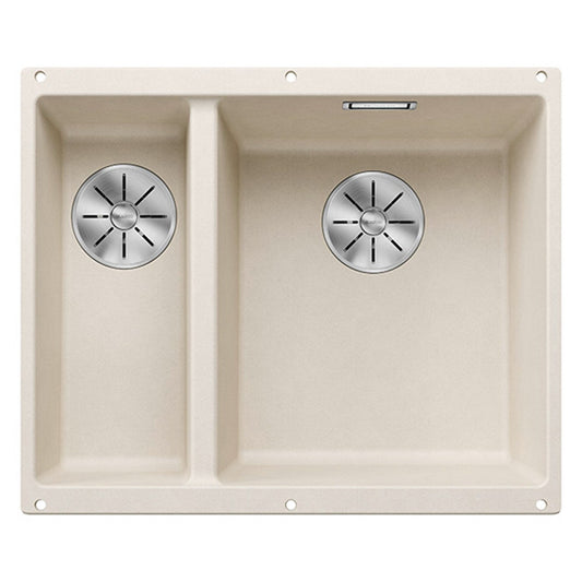 Blanco SUBLINE 340/160 - U RH Silgranit 1.5 Bowl Undermount Soft White Kitchen Sink - 527163 - The Tap Specialist