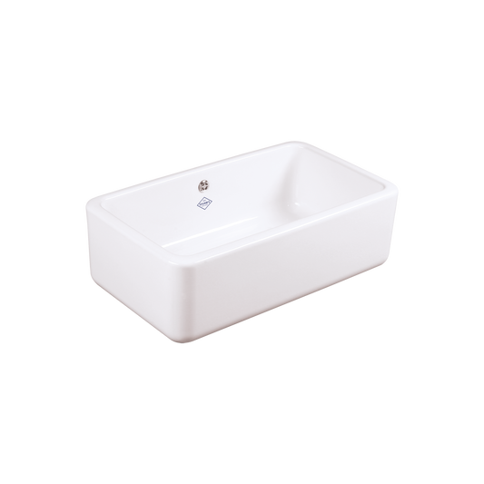 Shaws of Darwen Butler Single Bowl 800 Central Waste Outlet White Sink SCBU800WH