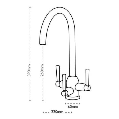 Carron Phoenix Dante Tri - Pure Filter Kitchen Sink Mixer Tap - The Tap Specialist