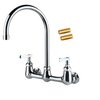 COOLWEST Commercial Wall Mount Faucet 8 Inch Center with 8"Gooseneck Swivel Spout 2 Handles Heavy Duty Brass Kitchen Sink Faucet Chrome Finish - The Tap Specialist