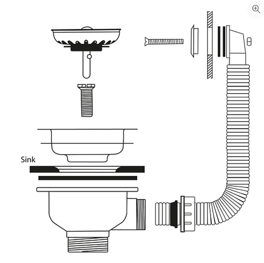 Ellsi Basket Strainer Kitchen Sink Waste with Round and Rectangular Overflow Plates - Gold - The Tap Specialist