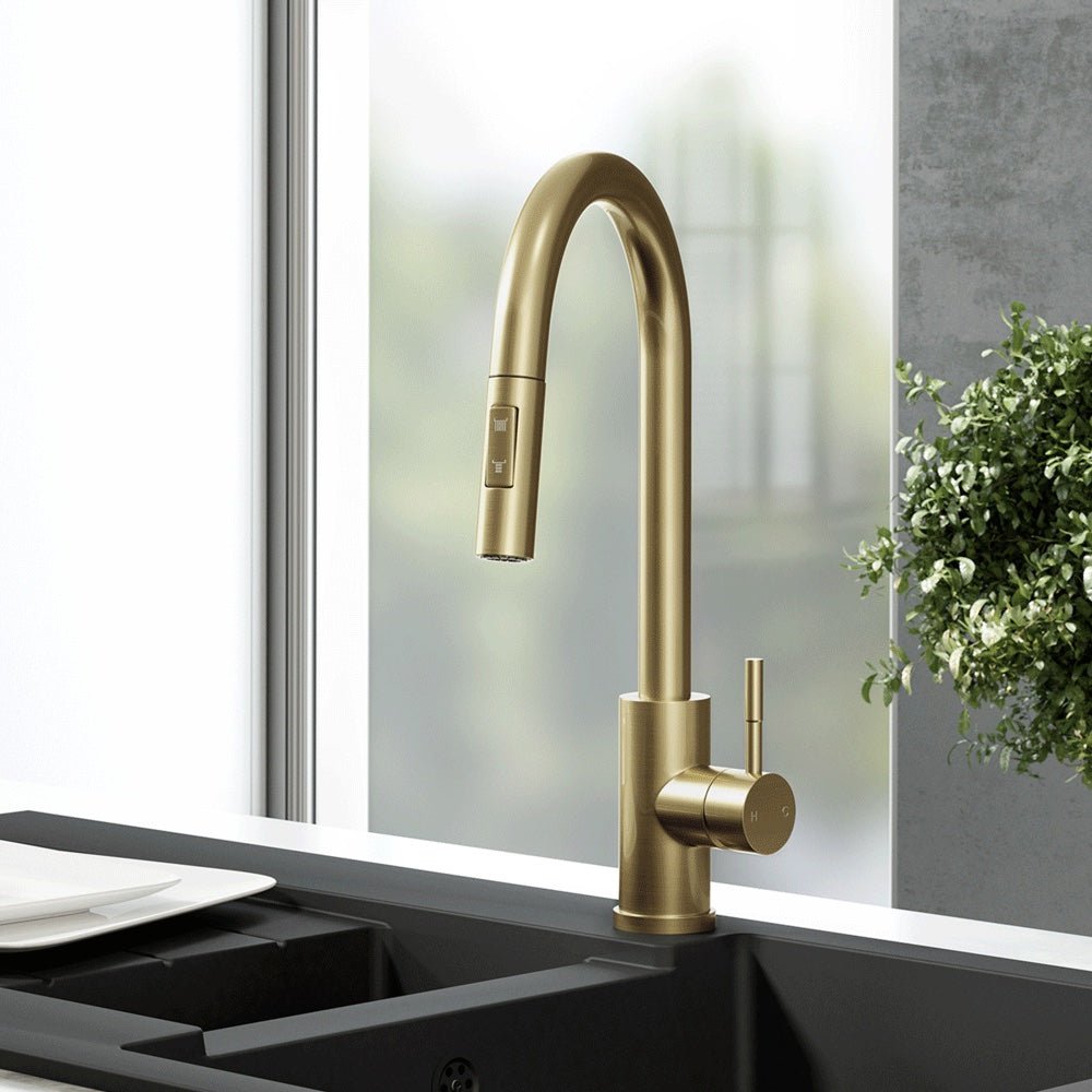 Ellsi Cato Brushed Brass Pull Out Tap - The Tap Specialist