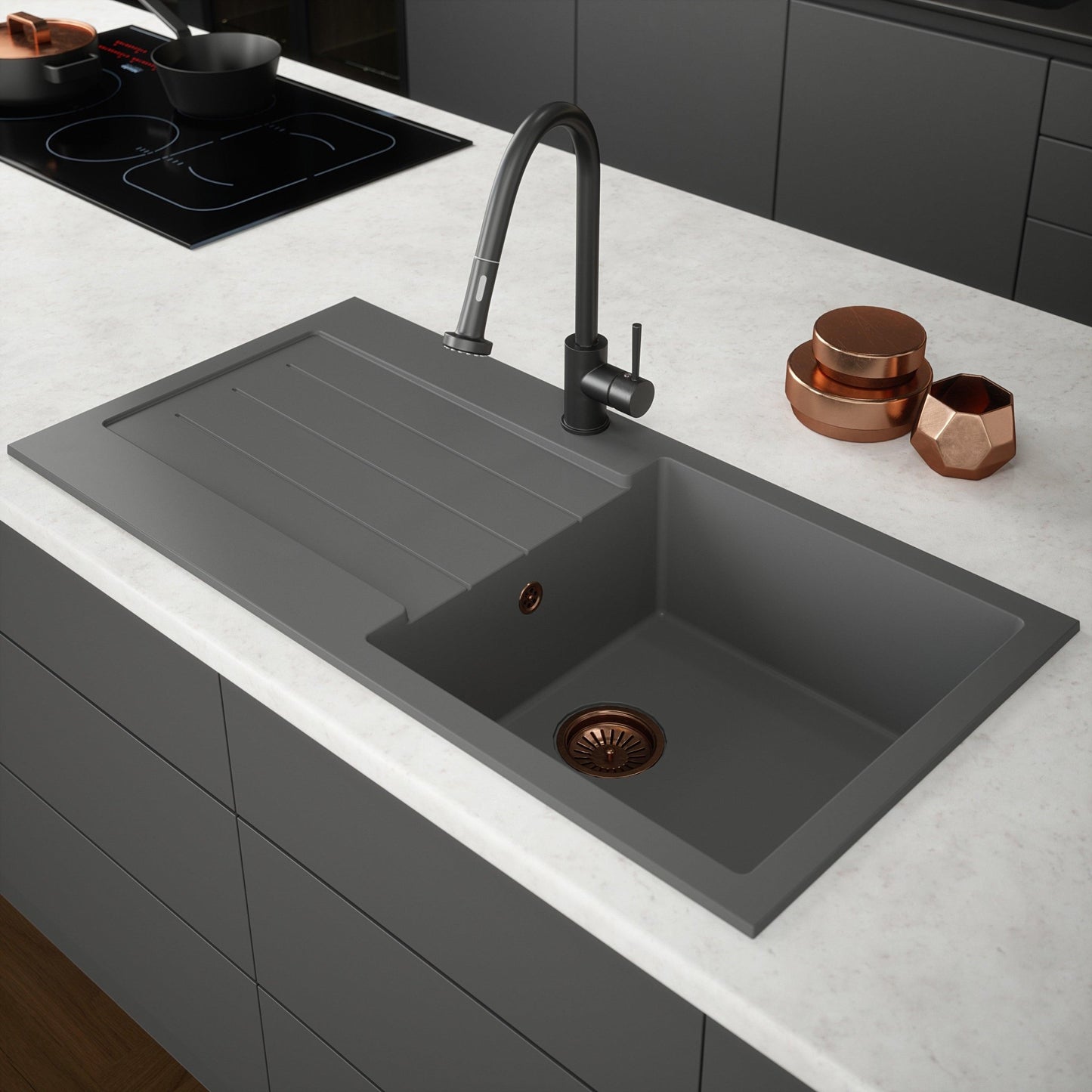 Ellsi Comite Single Bowl Kitchen Sink and Drainer Left or Right Handed with Waste - The Tap Specialist