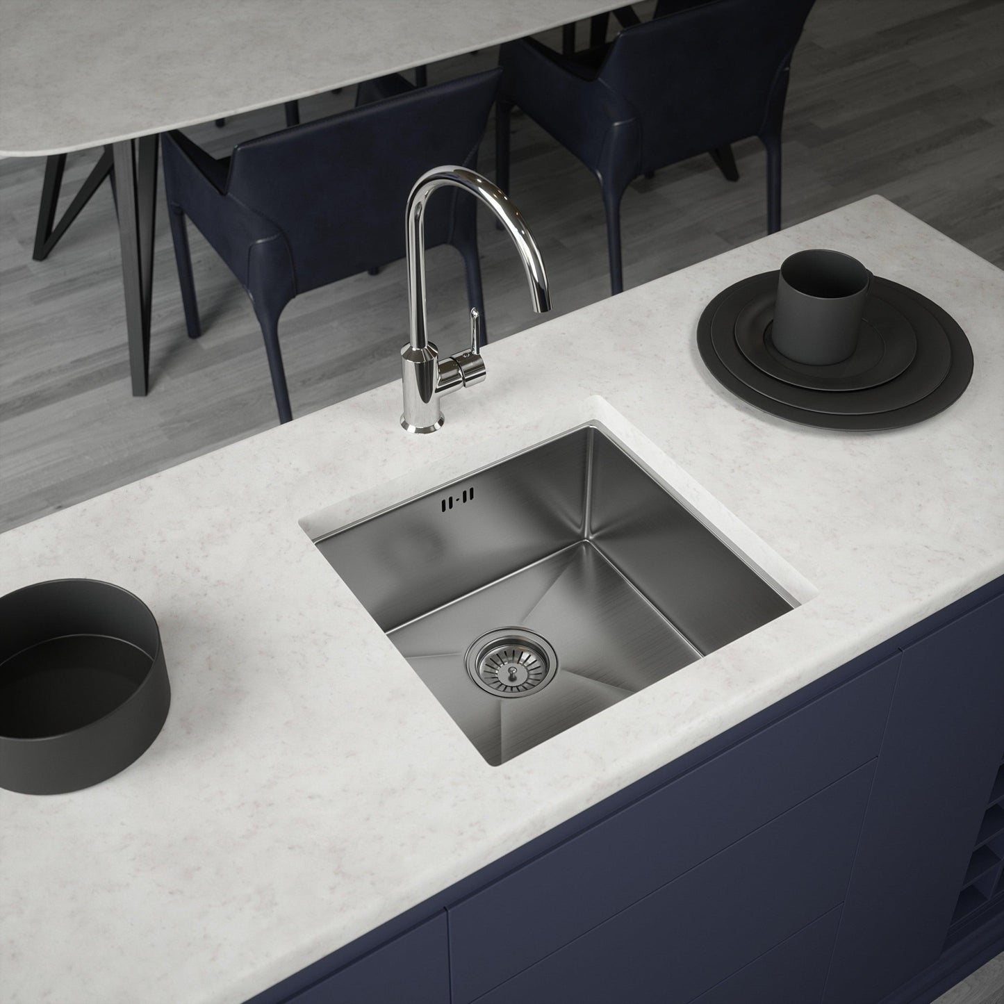 Ellsi Elite 1 Bowl Kitchen Sink Stainless Steel Inset or Undermount - The Tap Specialist