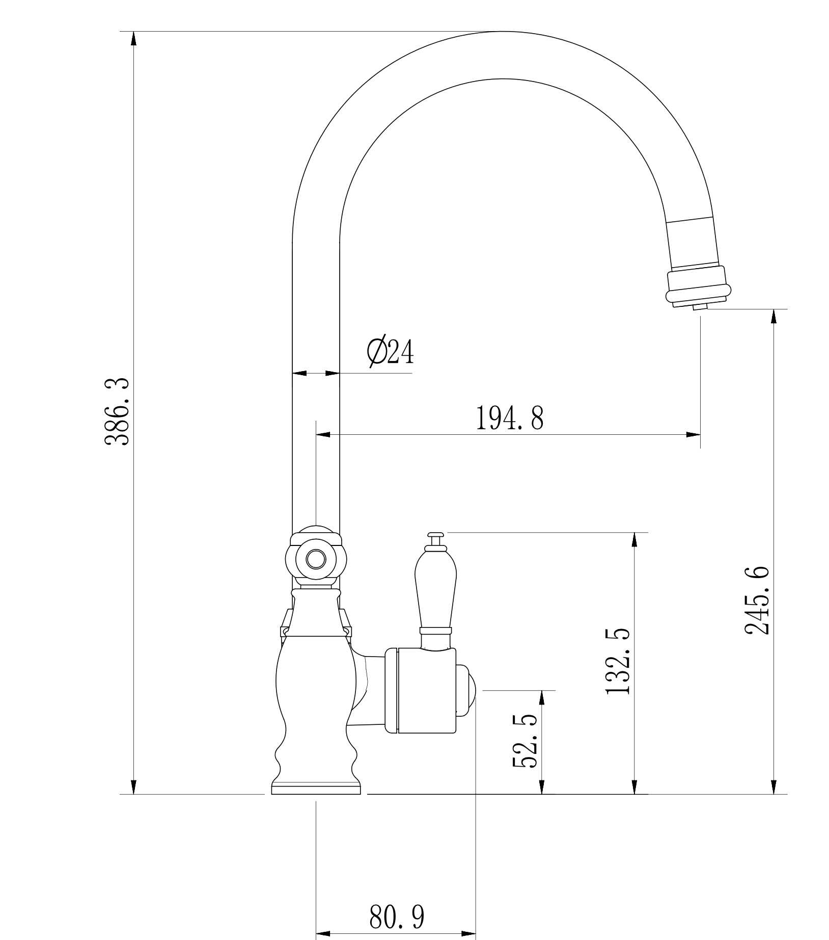 Ellsi Traditional Bridge 3 - in - 1 Boiling Water Tap With Ceramic Handles - The Tap Specialist