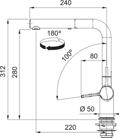 Franke Active L Spout Dual Spray Pull Down Matt Black Kitchen Tap - The Tap Specialist