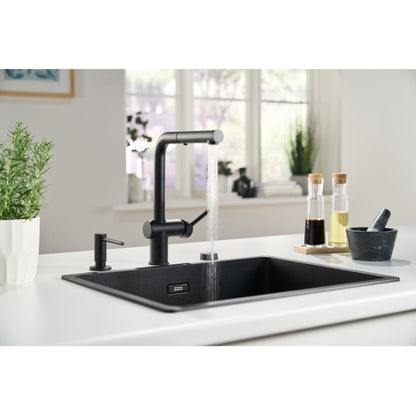 Franke Active L Spout Dual Spray Pull Down Matt Black Kitchen Tap - The Tap Specialist