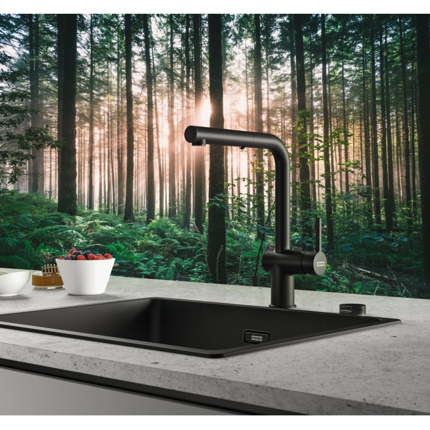 Franke Active L Spout Dual Spray Pull Down Matt Black Kitchen Tap - The Tap Specialist