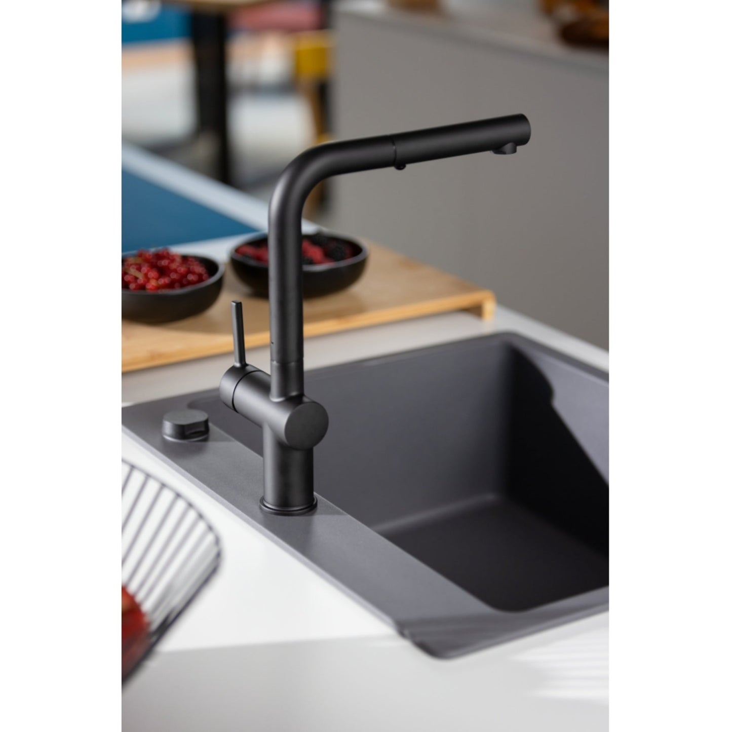 Franke Active L Spout Dual Spray Pull Down Matt Black Kitchen Tap - The Tap Specialist