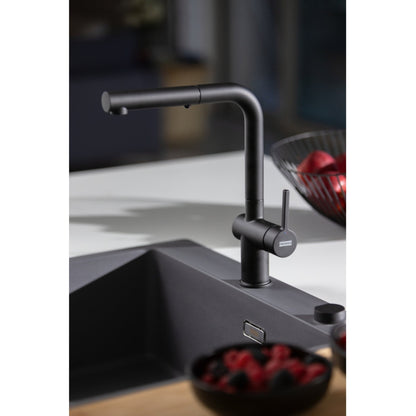 Franke Active L Spout Dual Spray Pull Down Matt Black Kitchen Tap - The Tap Specialist