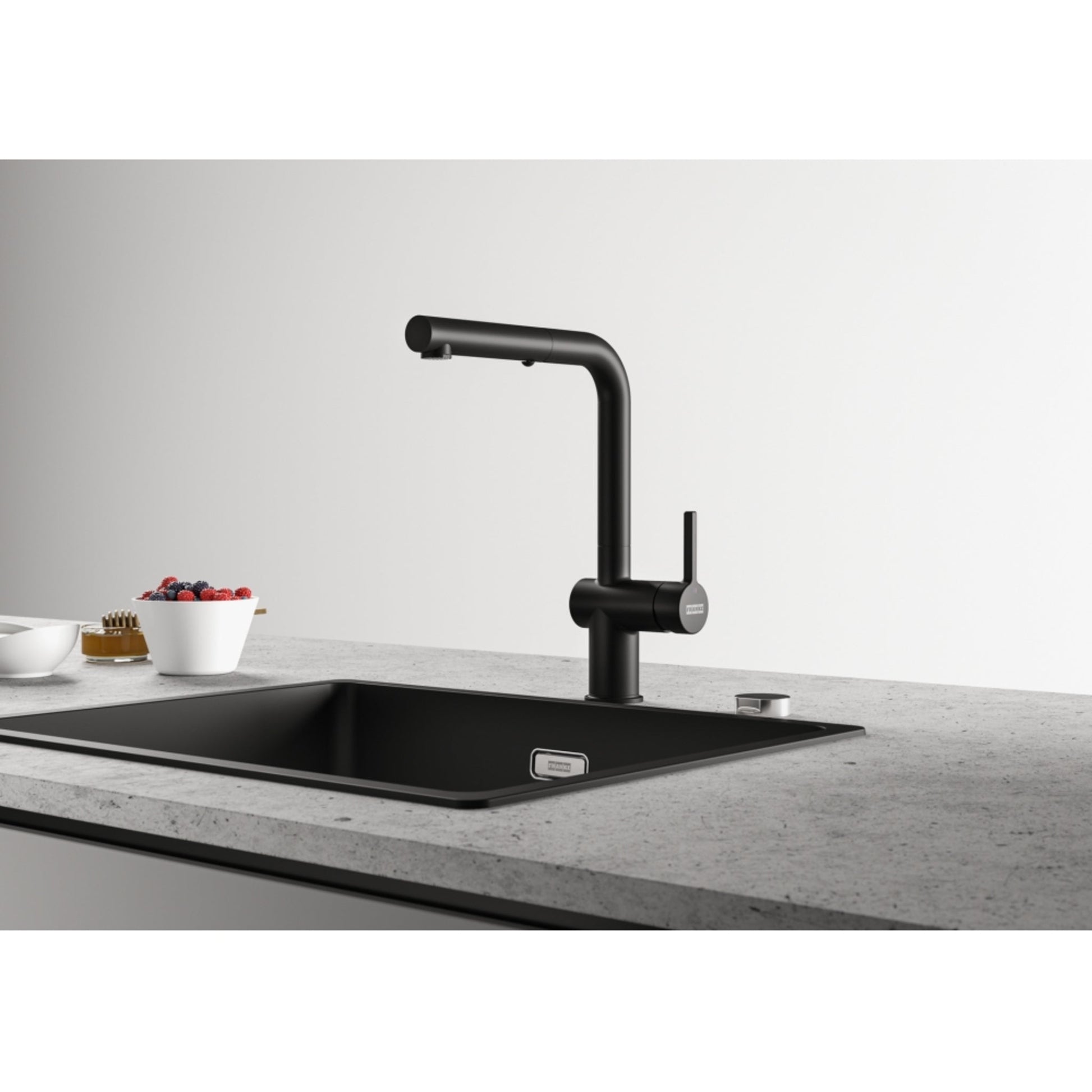 Franke Active L Spout Dual Spray Pull Down Matt Black Kitchen Tap - The Tap Specialist