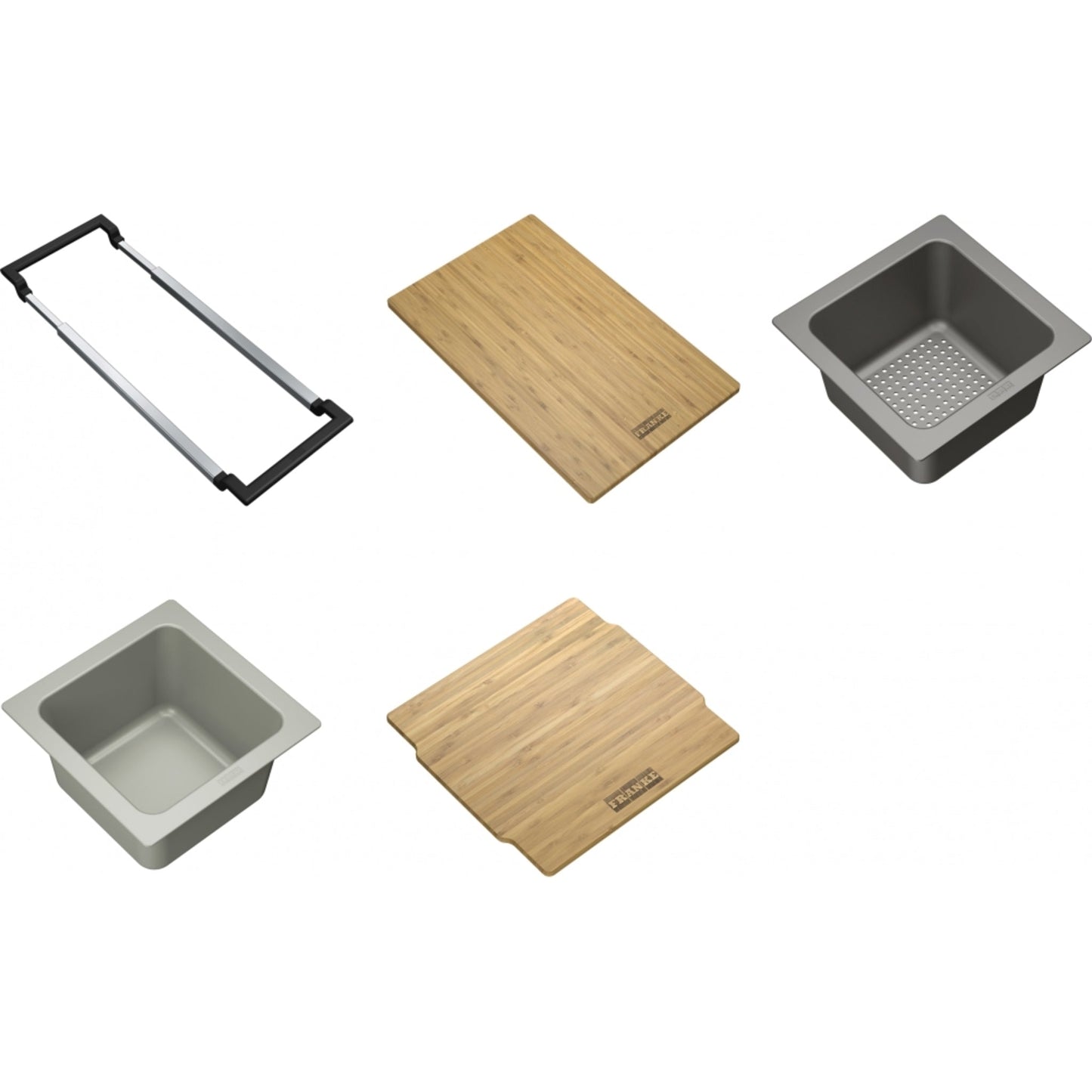 Franke All - In Set2 with Telescopic Bridge, Bamboo Chopping Board, Strainer Bowl & Bowl with Bamboo Lid - The Tap Specialist