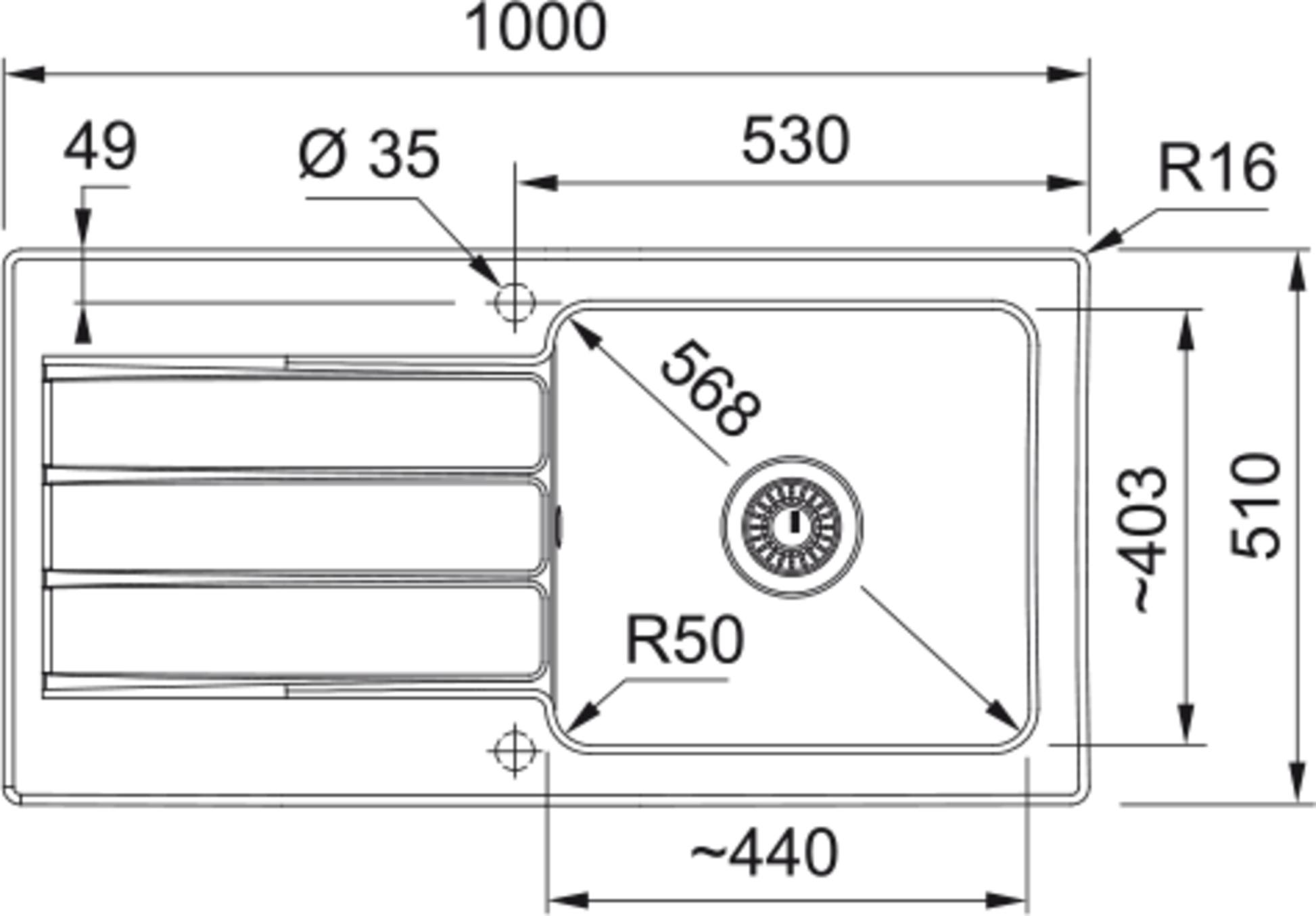 Franke ARCANA Inset AHK 611 REV Drainer White Sink 124.0532.228 - The Tap Specialist