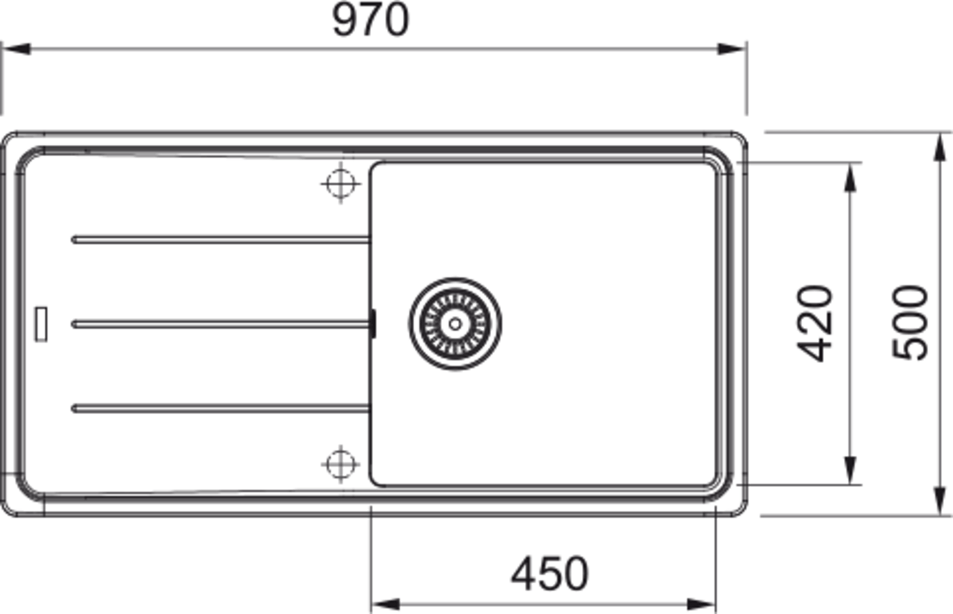 Franke Basis Inset BFG 611 - 970 Reversible Drainer Sink - The Tap Specialist