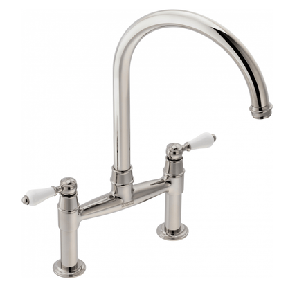 Franke Gloriana Classic Bridge Kitchen Mixer Tap Polished Nickel - The Tap Specialist