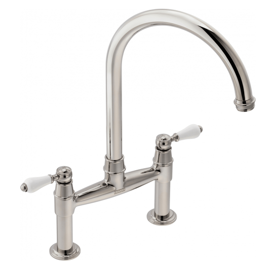 Franke Gloriana Classic Bridge Kitchen Mixer Tap Polished Nickel - The Tap Specialist