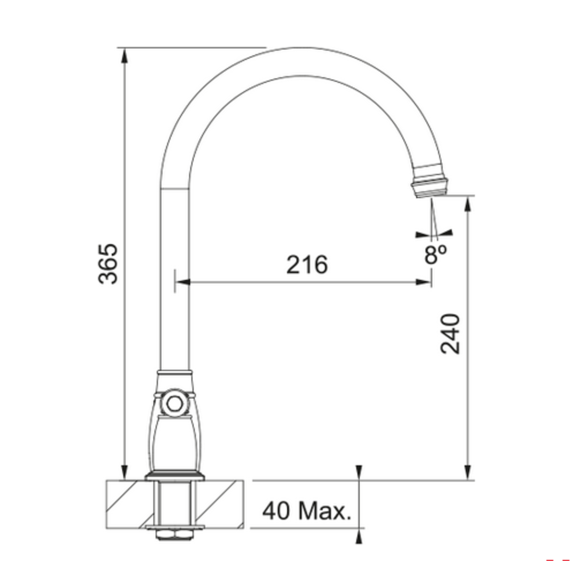 Franke Gloriana Classic J Spout 3 - Part Brass Kitchen Tap 115.0712.044 - The Tap Specialist