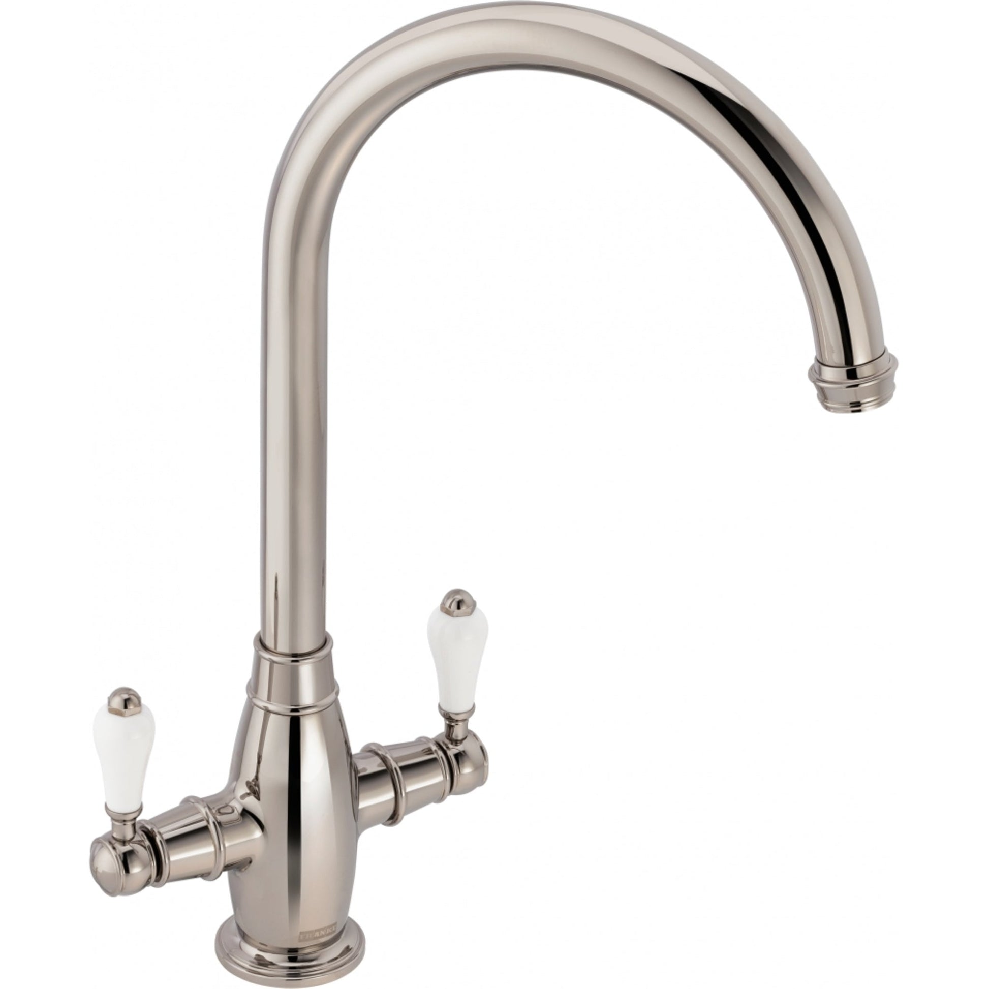 Franke Gloriana Classic Twin Lever J - Spout Polished Nickel Kitchen Tap 115.0712.037 - The Tap Specialist