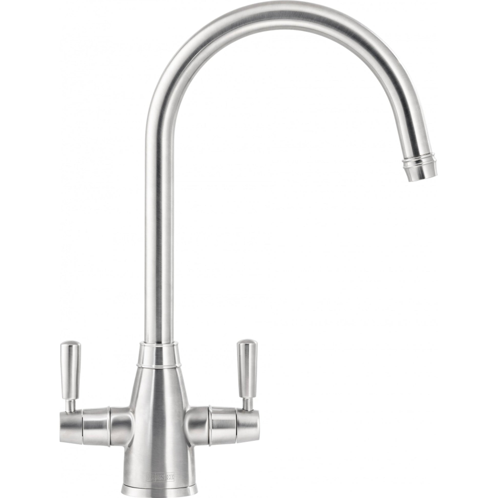 Franke Gloriana Twin Lever J - Spout Decor Steel Kitchen Tap 115.0637.112 - The Tap Specialist