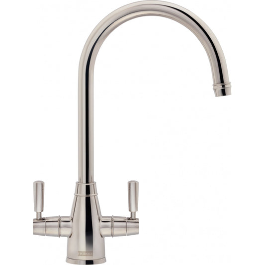 Franke Gloriana Twin Lever J - Spout Polished Nickel Kitchen Tap 115.0711.944 - The Tap Specialist