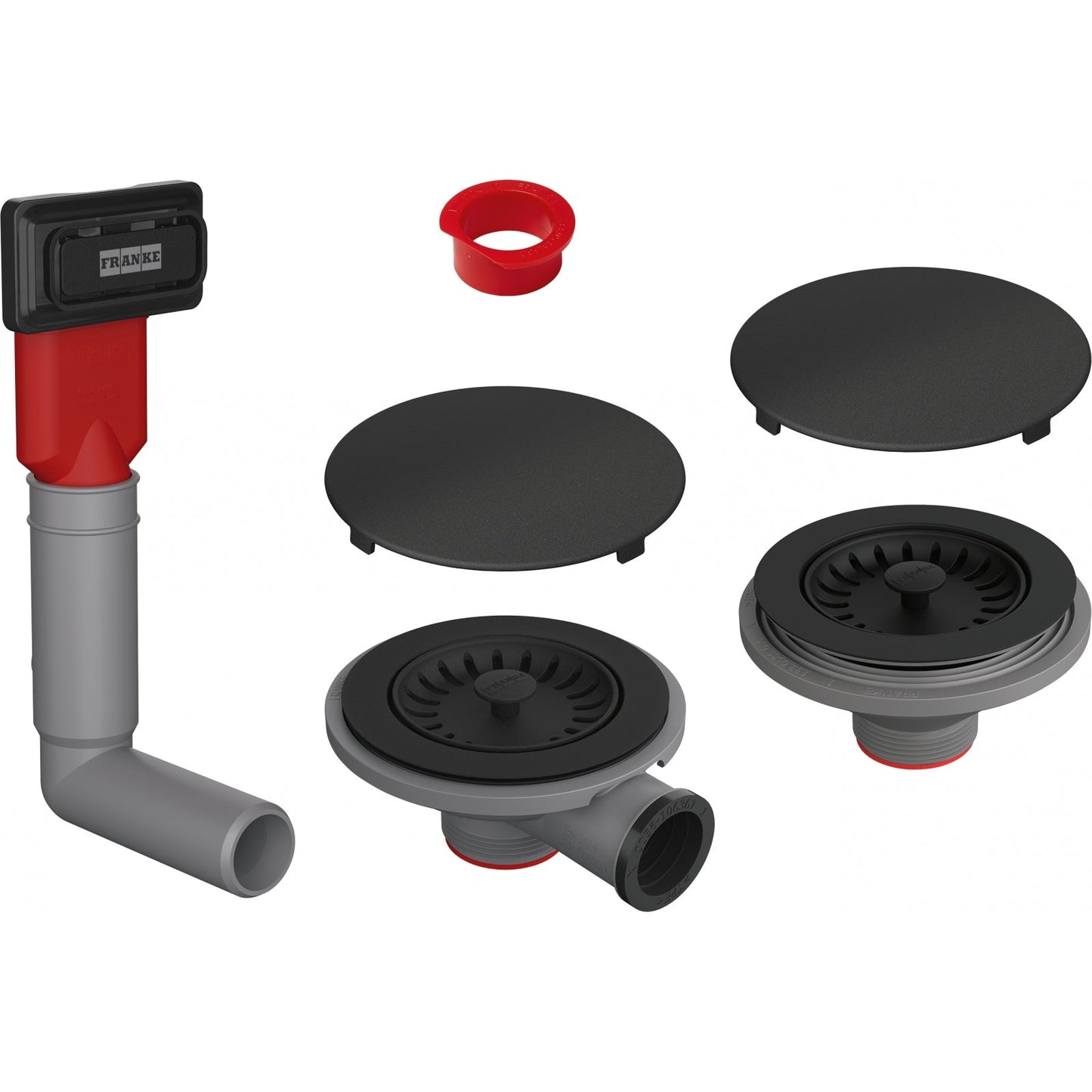 Franke Manual Waste Kit Set 2 Bowl HOF rect. Matt Black 112.0658.484 - The Tap Specialist