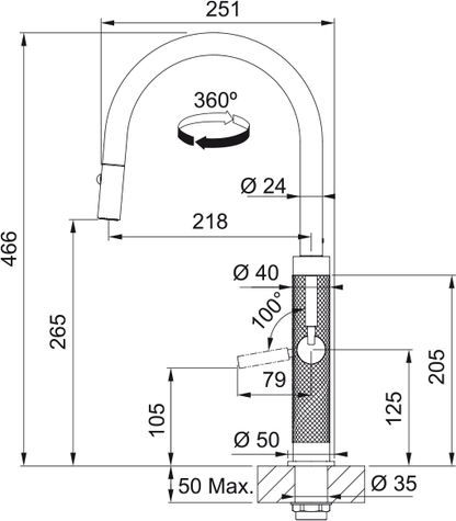 Franke Mythos Masterpiece J Pull Down Spray Kitchen Tap - The Tap Specialist