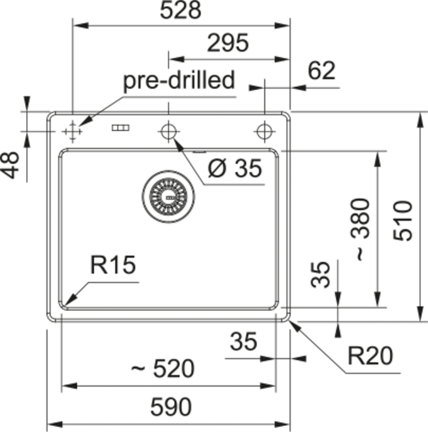 Franke Mythos MYK 610 - 52 FTL Inset Sink - The Tap Specialist