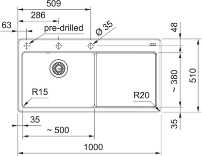 Franke Mythos MYK 611 - 100 RHD Inset Sink - The Tap Specialist