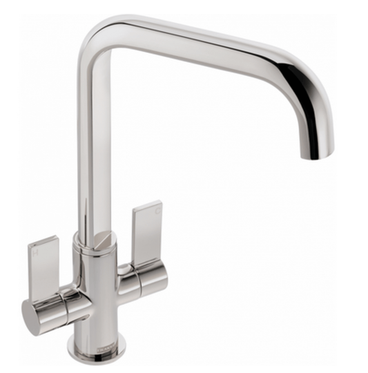 Franke Orlando Twin Lever U - Spout Polished Nickel Kitchen Tap 115.0711.943 - The Tap Specialist